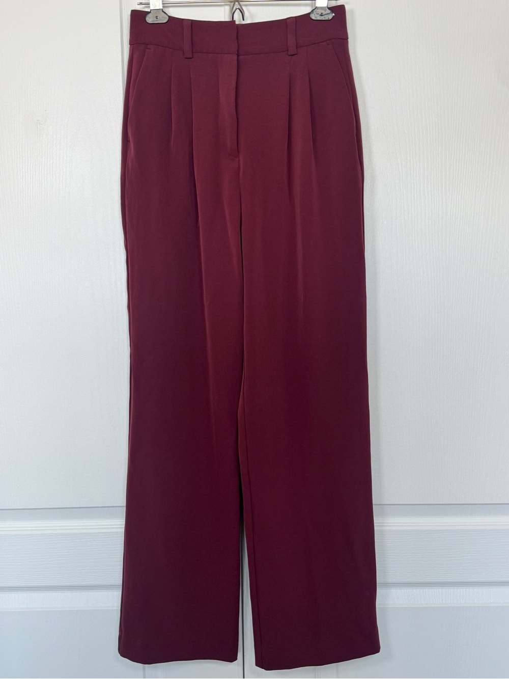 Jason Wu Pleated Wide Leg Trouser Pants Burgundy High Rise Career XS - Picture 2 of 11